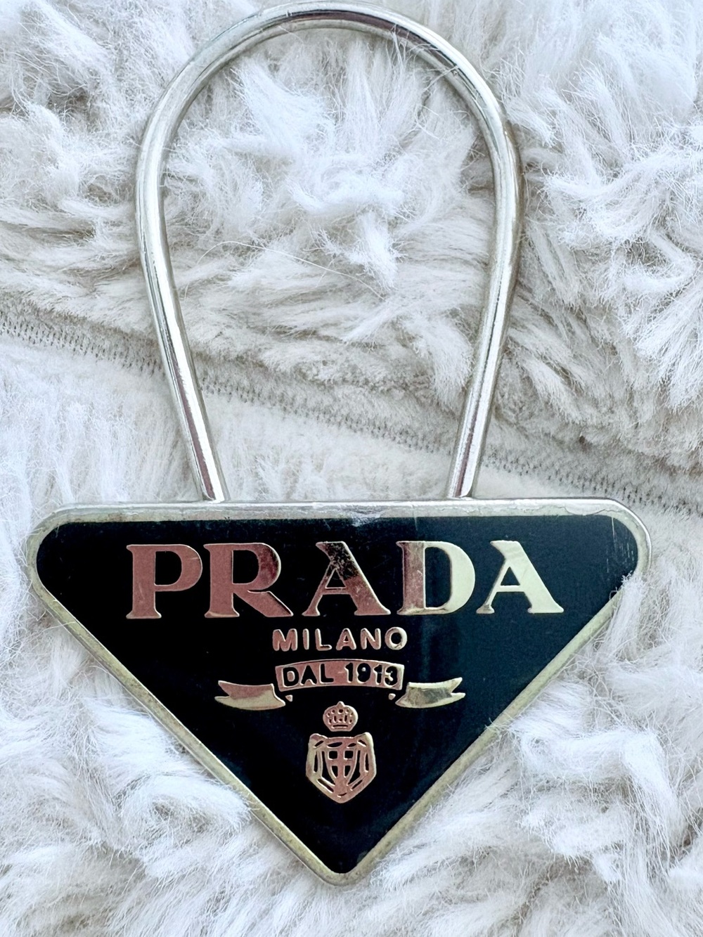 Prada Trianglo Metal Keychain Bag Charm